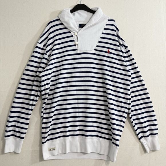 Polo Ralph Lauren WHITE/NAVY Cotton Sweatshirt Size LT - Picture 1 of 10